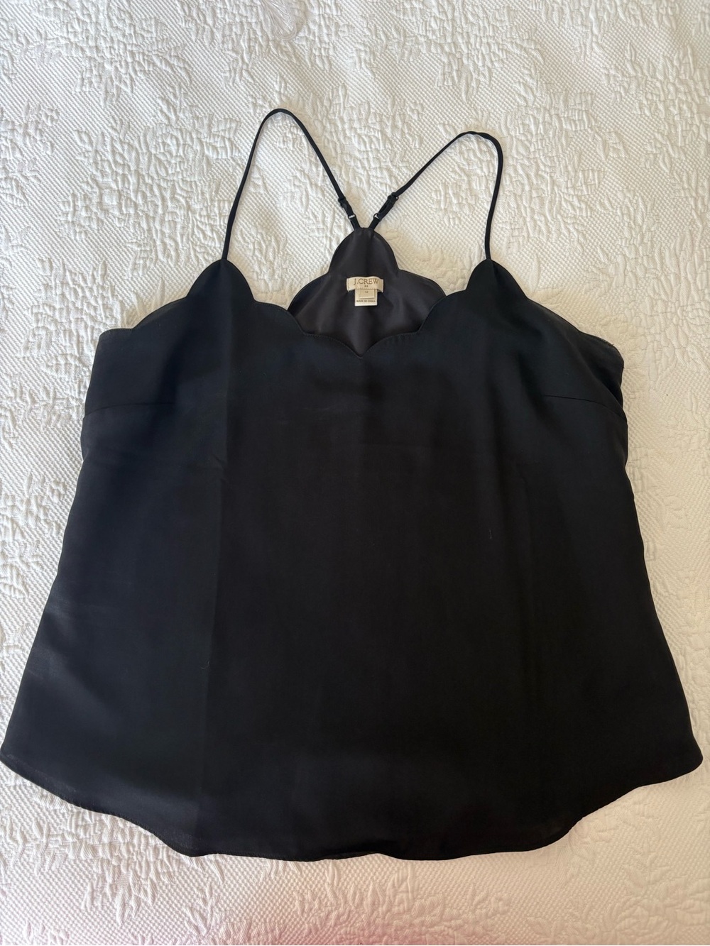 J. Crew Black Scallop Neck Tank (size 12)